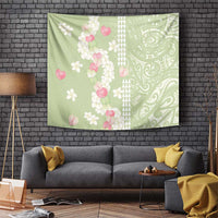 Leaf Green Hawaii Anthurium Plumeria Lei Tapestry