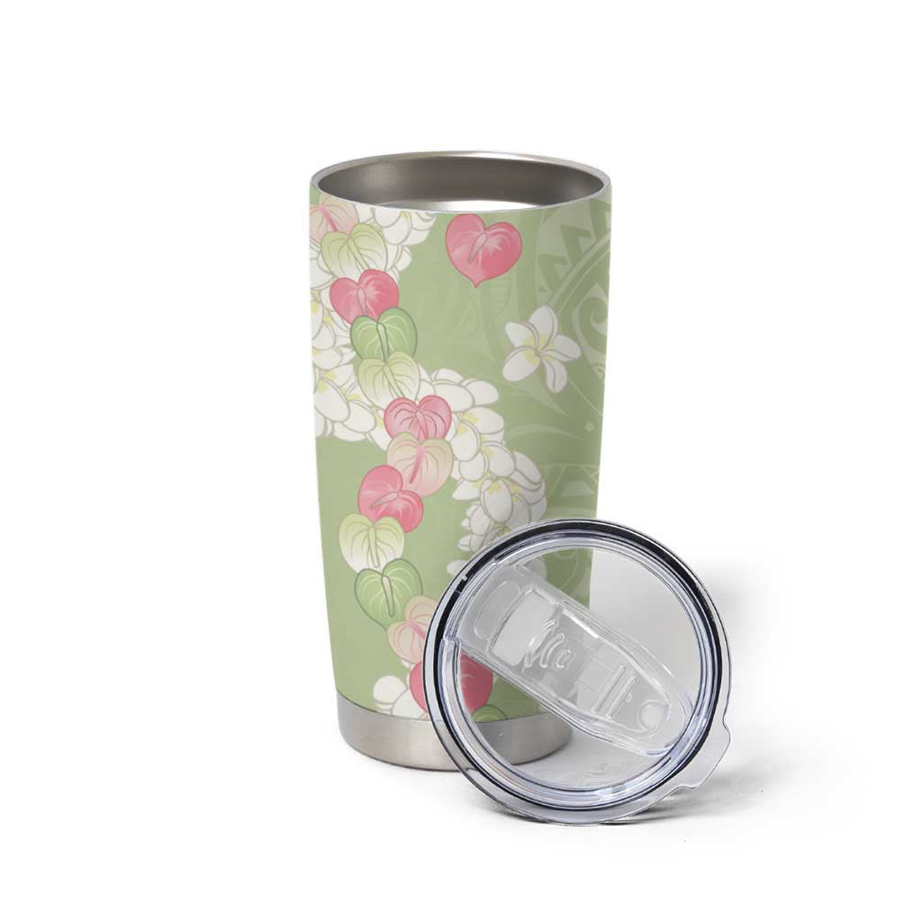 Leaf Green Hawaii Anthurium Plumeria Lei Tumbler Cup