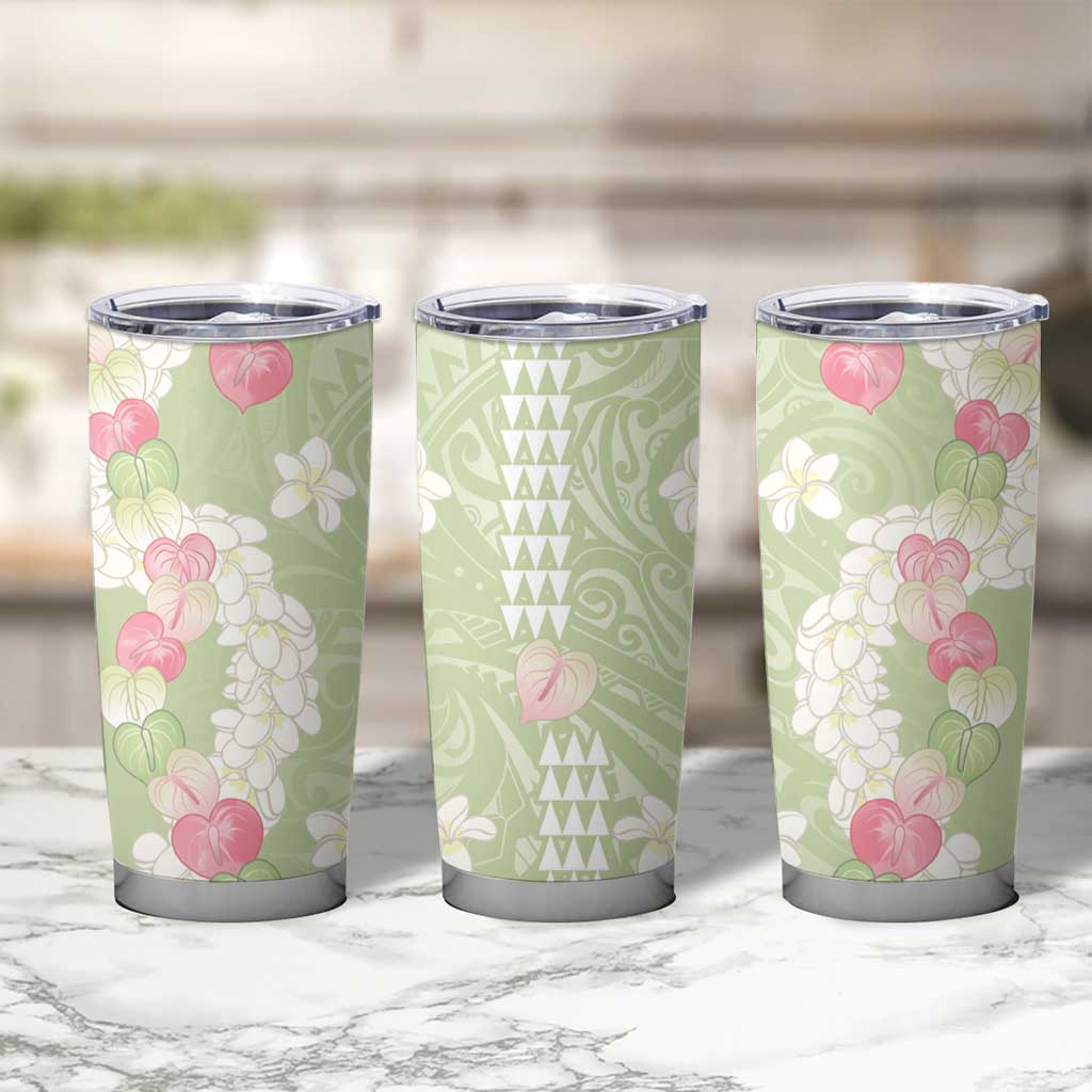 Leaf Green Hawaii Anthurium Plumeria Lei Tumbler Cup