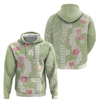 Leaf Green Hawaii Anthurium Plumeria Lei Zip Hoodie