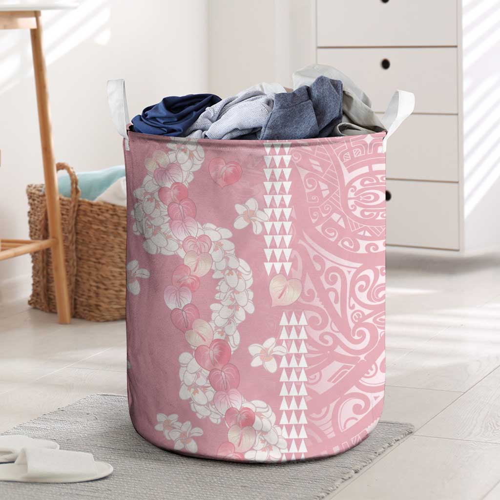 Soft Pink Hawaii Anthurium Plumeria Lei Laundry Basket