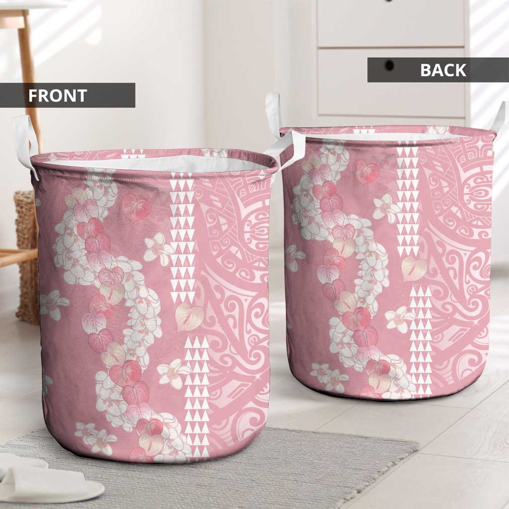 Soft Pink Hawaii Anthurium Plumeria Lei Laundry Basket