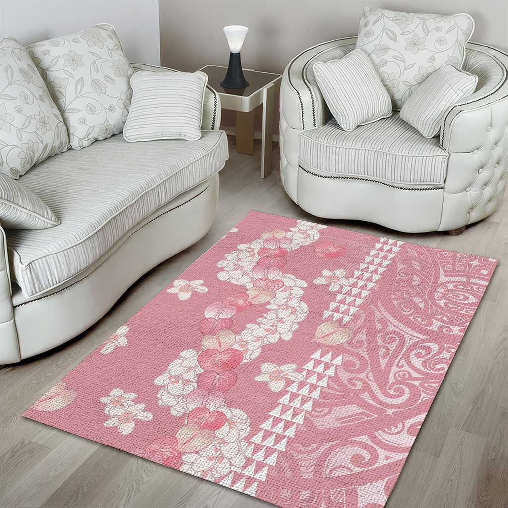 Soft Pink Hawaii Anthurium Plumeria Lei Area Rug