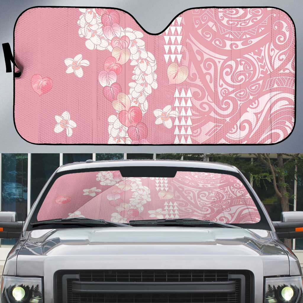 Soft Pink Hawaii Anthurium Plumeria Lei Auto Sun Shade