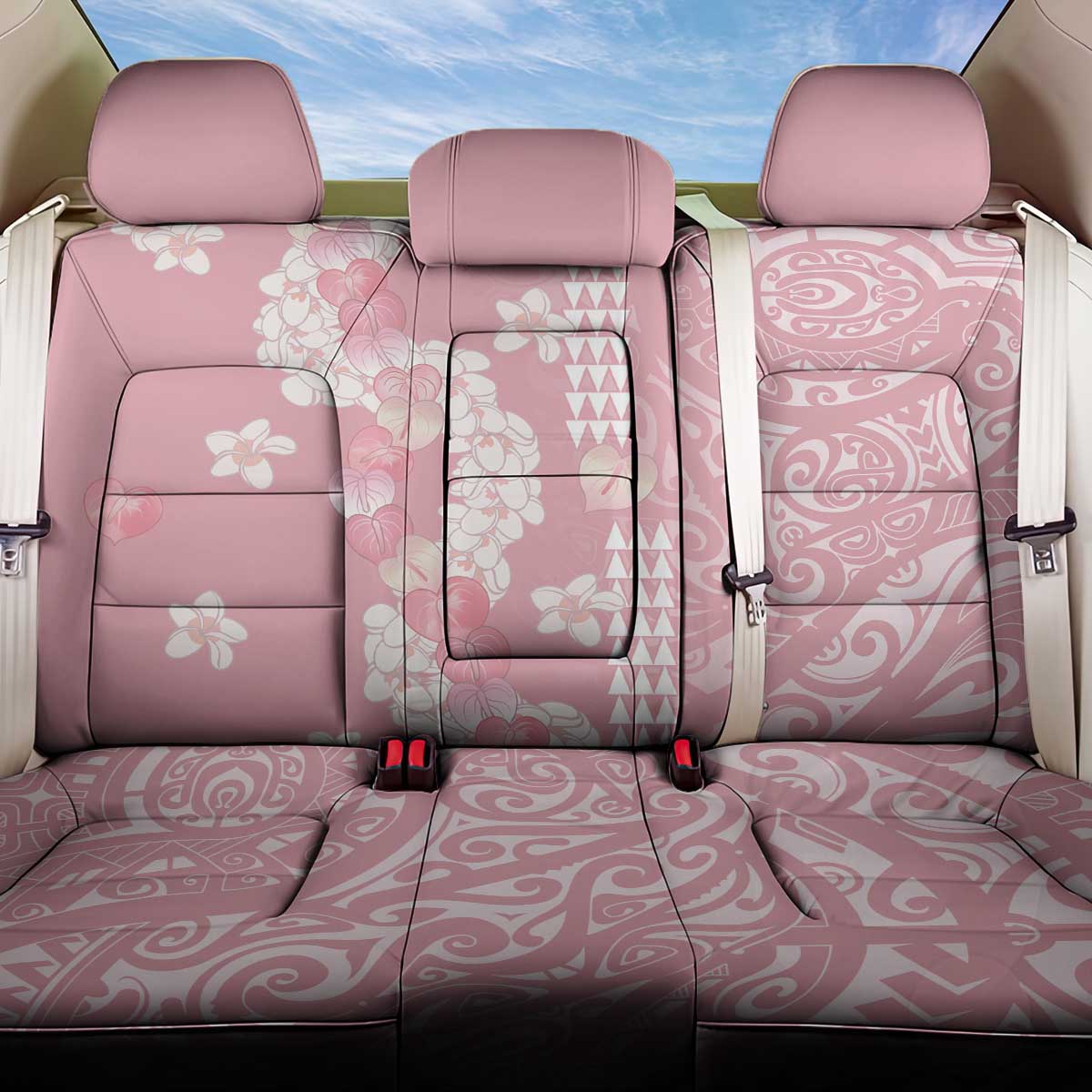 Soft Pink Hawaii Anthurium Plumeria Lei Back Car Seat Cover