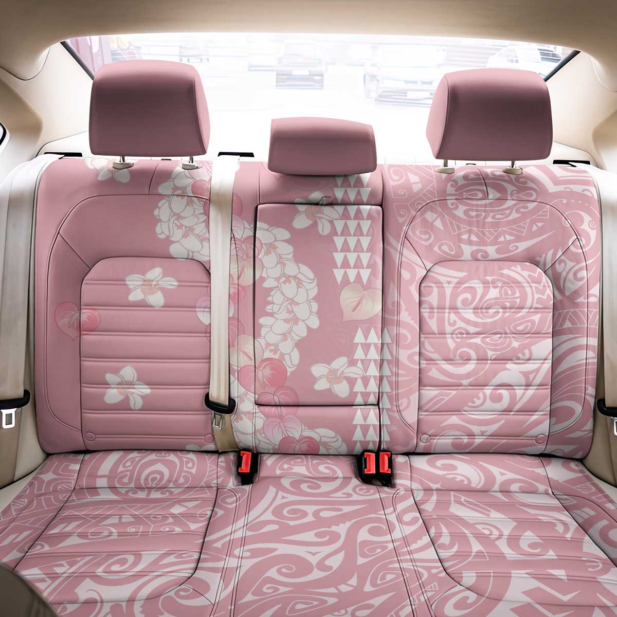 Soft Pink Hawaii Anthurium Plumeria Lei Back Car Seat Cover