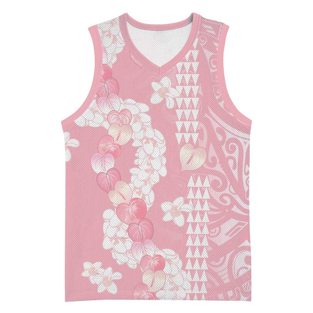 Soft Pink Hawaii Anthurium Plumeria Lei Basketball Jersey