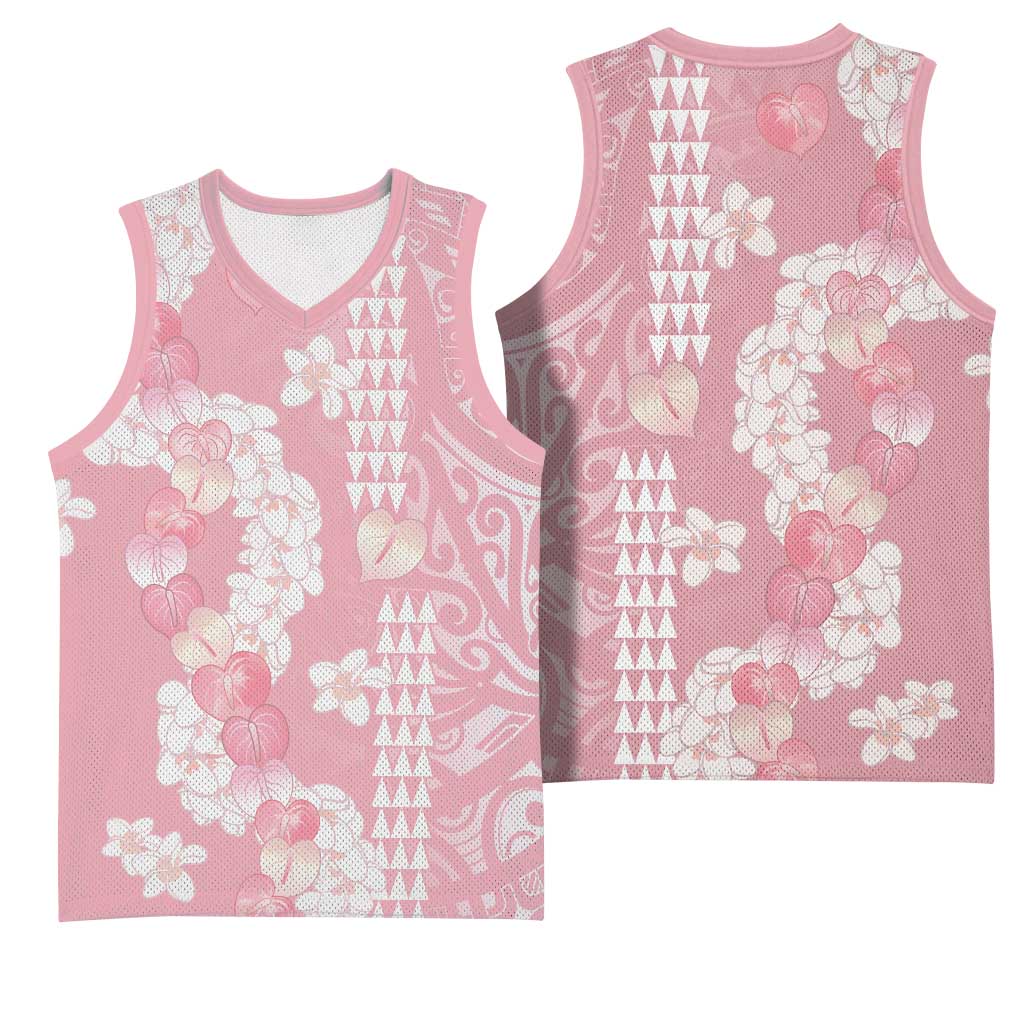 Soft Pink Hawaii Anthurium Plumeria Lei Basketball Jersey