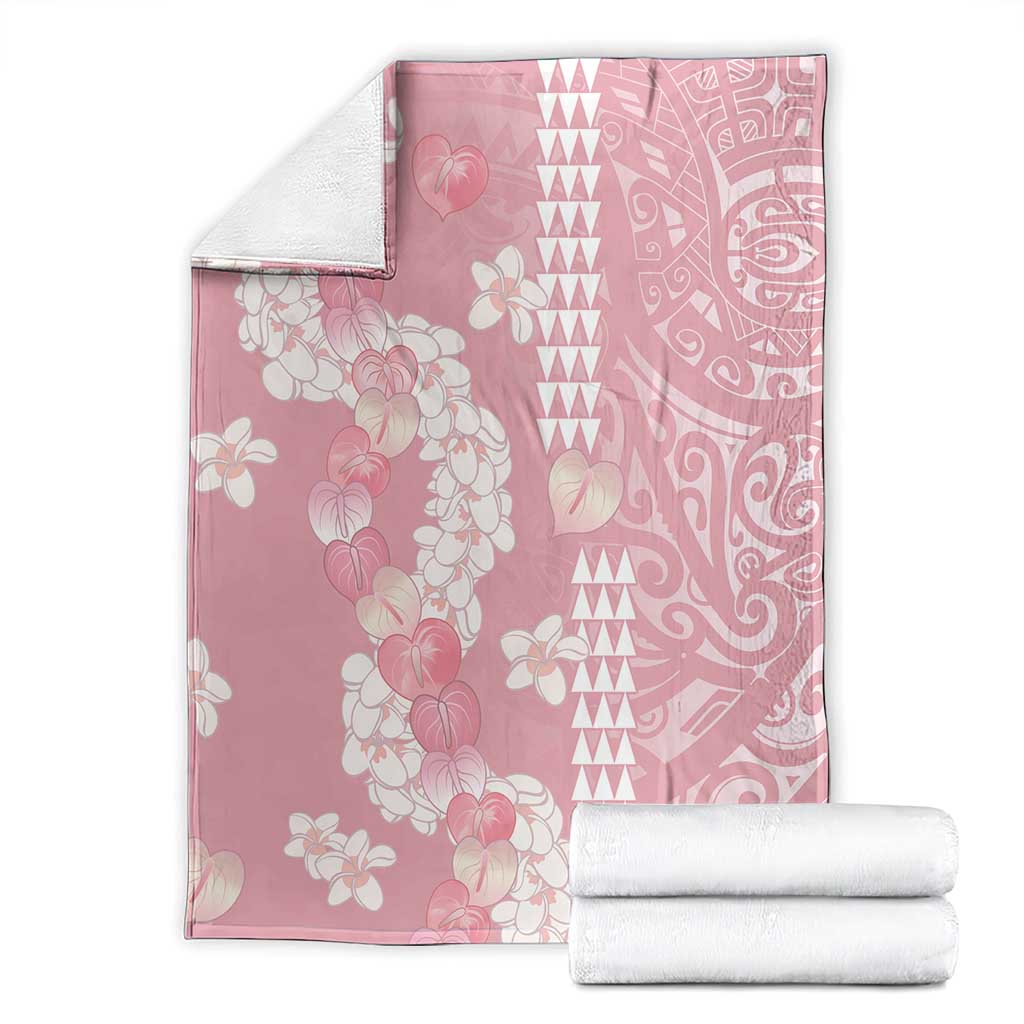 Soft Pink Hawaii Anthurium Plumeria Lei Blanket