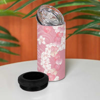 Soft Pink Hawaii Anthurium Plumeria Lei 4 in 1 Can Cooler Tumbler
