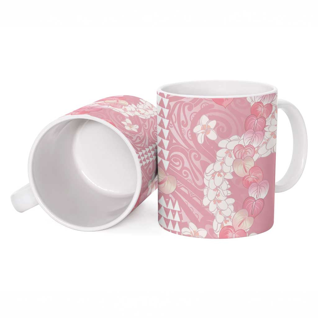 Soft Pink Hawaii Anthurium Plumeria Lei Ceramic Mug