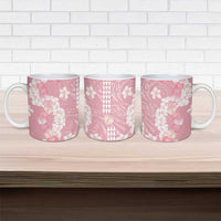 Soft Pink Hawaii Anthurium Plumeria Lei Ceramic Mug