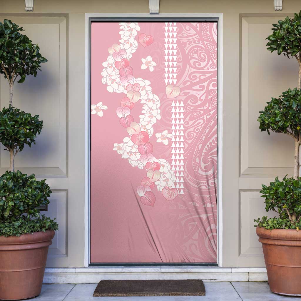 Soft Pink Hawaii Anthurium Plumeria Lei Door Cover