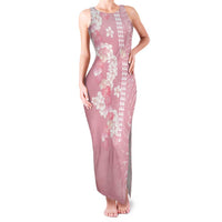 Soft Pink Hawaii Anthurium Plumeria Lei Family Matching Tank Maxi Dress and Hawaiian Shirt LT9 Mom's Dress Pink - Polynesian Pride