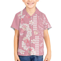 Soft Pink Hawaii Anthurium Plumeria Lei Family Matching Tank Maxi Dress and Hawaiian Shirt LT9 Son's Shirt Pink - Polynesian Pride