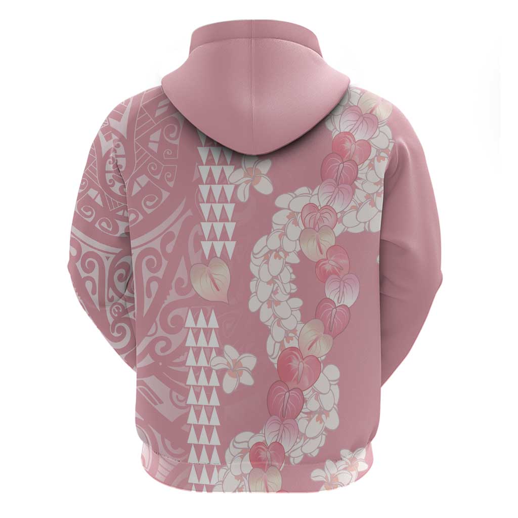 Soft Pink Hawaii Anthurium Plumeria Lei Hoodie