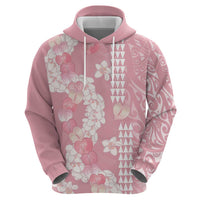 Soft Pink Hawaii Anthurium Plumeria Lei Hoodie