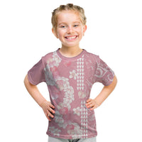 Soft Pink Hawaii Anthurium Plumeria Lei Kid T Shirt