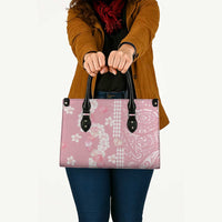 Soft Pink Hawaii Anthurium Plumeria Lei Leather Bag