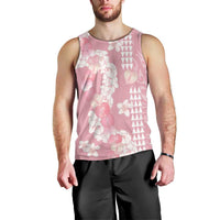 Soft Pink Hawaii Anthurium Plumeria Lei Men Tank Top