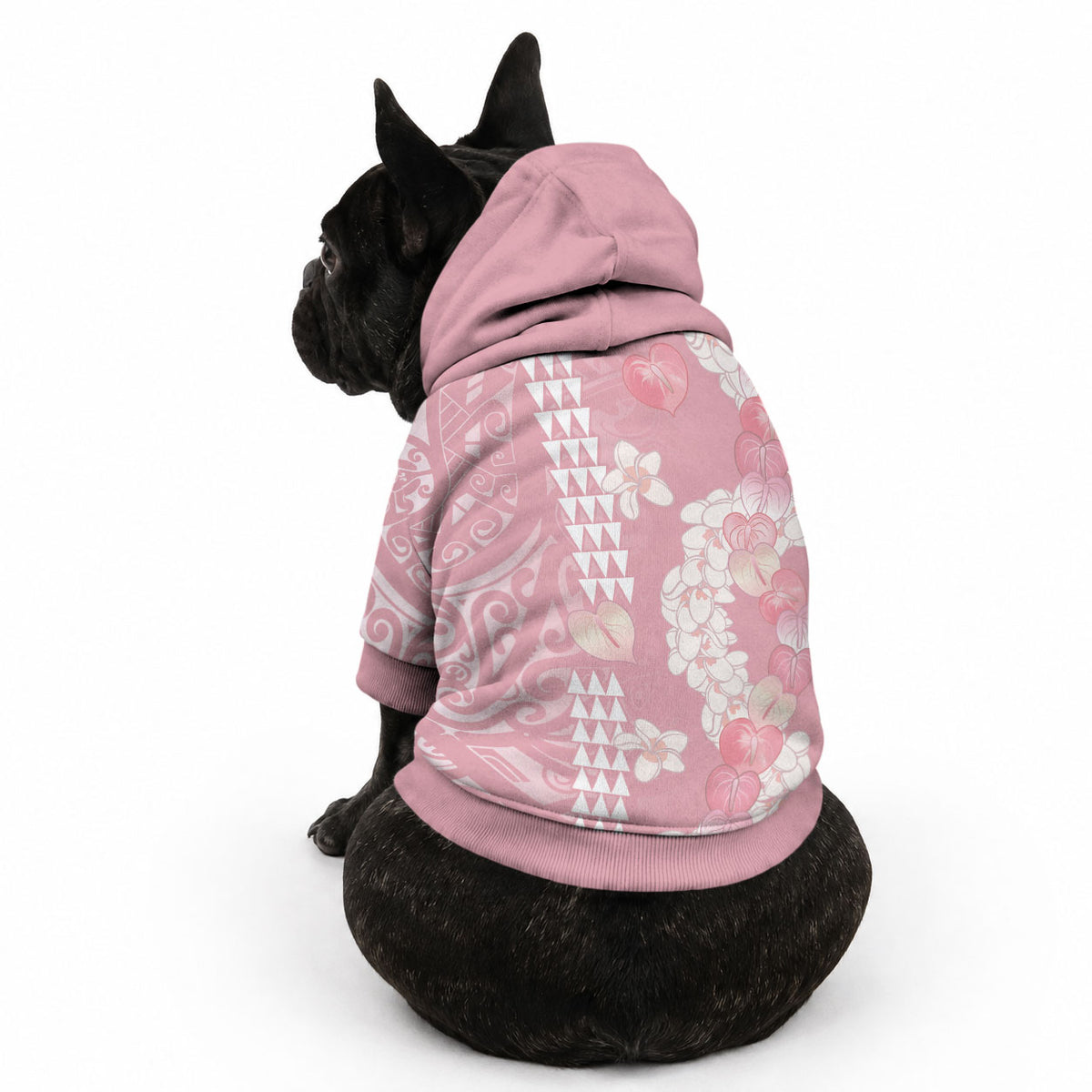 Soft Pink Hawaii Anthurium Plumeria Lei Pet Hoodie LT9 - Polynesian Pride