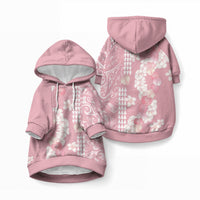Soft Pink Hawaii Anthurium Plumeria Lei Pet Hoodie LT9 Pullover Blue - Polynesian Pride