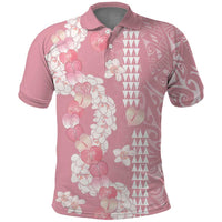 Soft Pink Hawaii Anthurium Plumeria Lei Polo Shirt