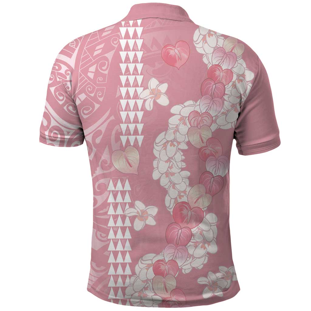 Soft Pink Hawaii Anthurium Plumeria Lei Polo Shirt