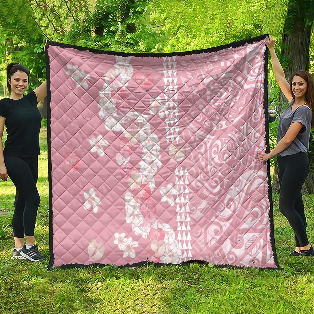 Soft Pink Hawaii Anthurium Plumeria Lei Quilt