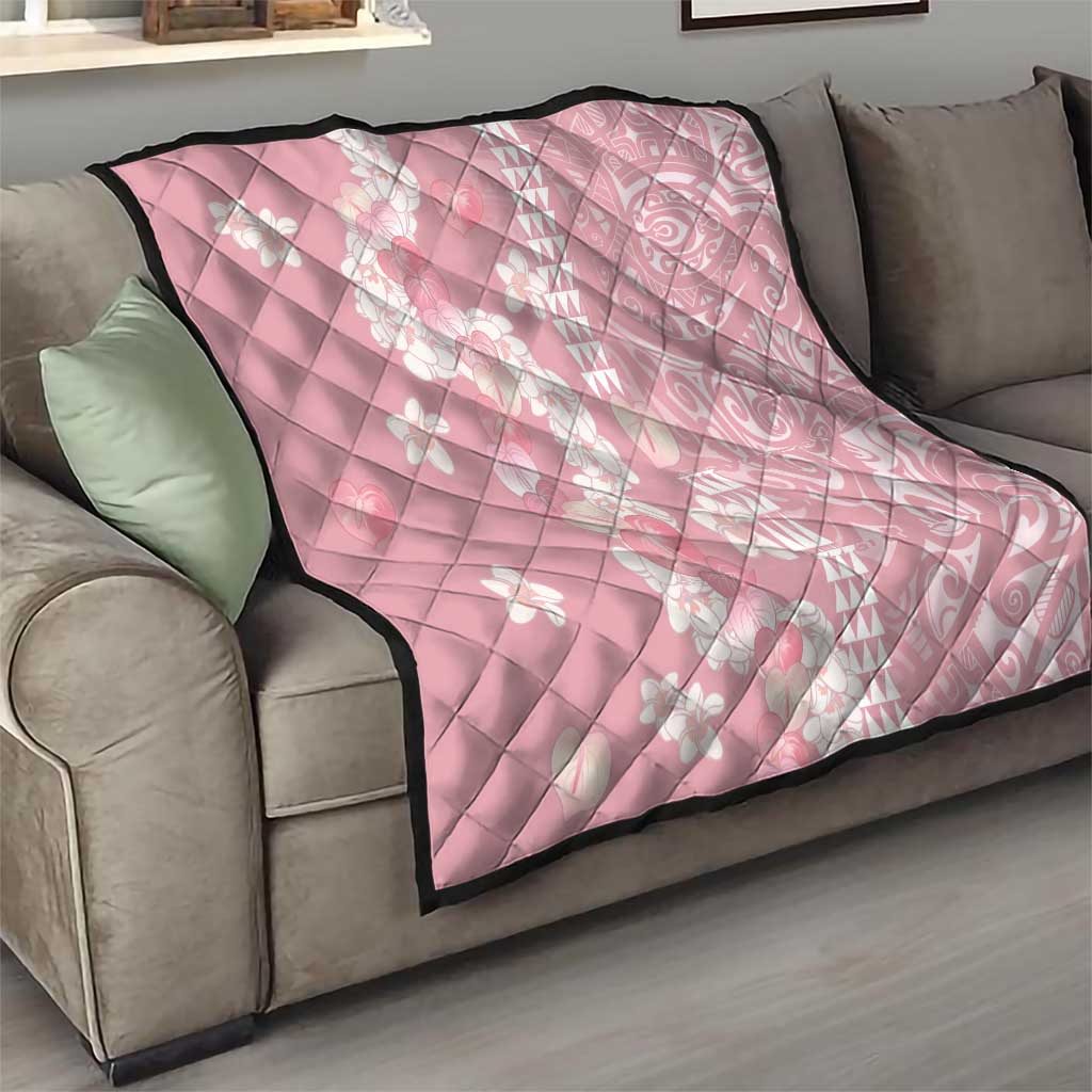 Soft Pink Hawaii Anthurium Plumeria Lei Quilt