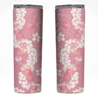 Soft Pink Hawaii Anthurium Plumeria Lei Skinny Tumbler