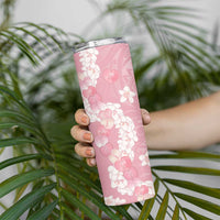 Soft Pink Hawaii Anthurium Plumeria Lei Skinny Tumbler