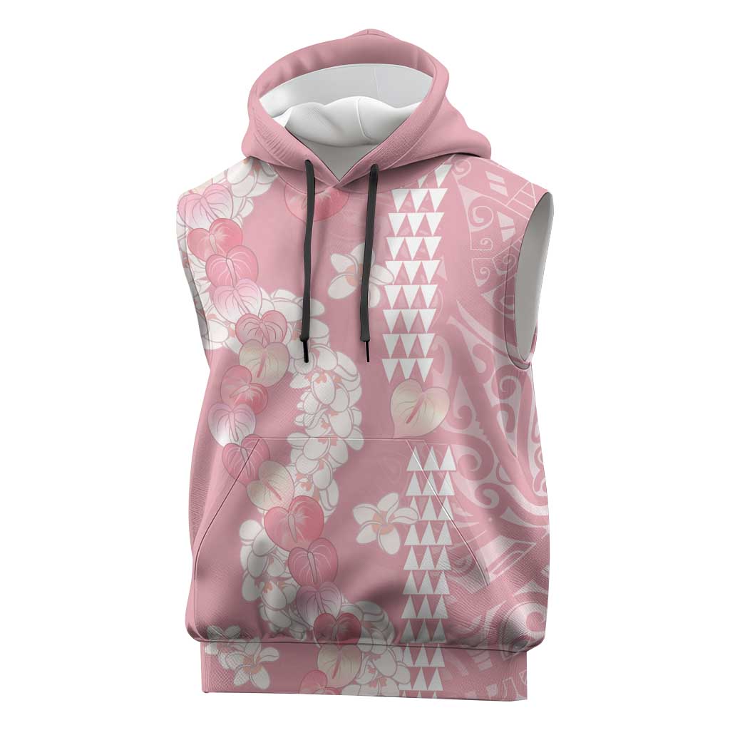 Soft Pink Hawaii Anthurium Plumeria Lei Sleeveless Hoodie