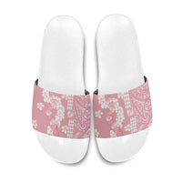 Soft Pink Hawaii Anthurium Plumeria Lei Slide Sandals