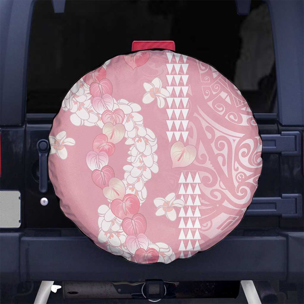 Soft Pink Hawaii Anthurium Plumeria Lei Spare Tire Cover