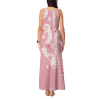 Soft Pink Hawaii Anthurium Plumeria Lei Tank Maxi Dress