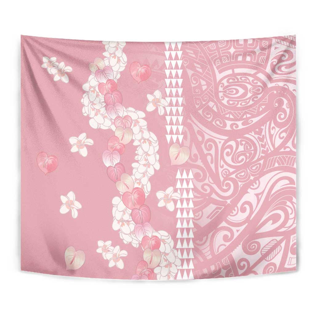 Soft Pink Hawaii Anthurium Plumeria Lei Tapestry