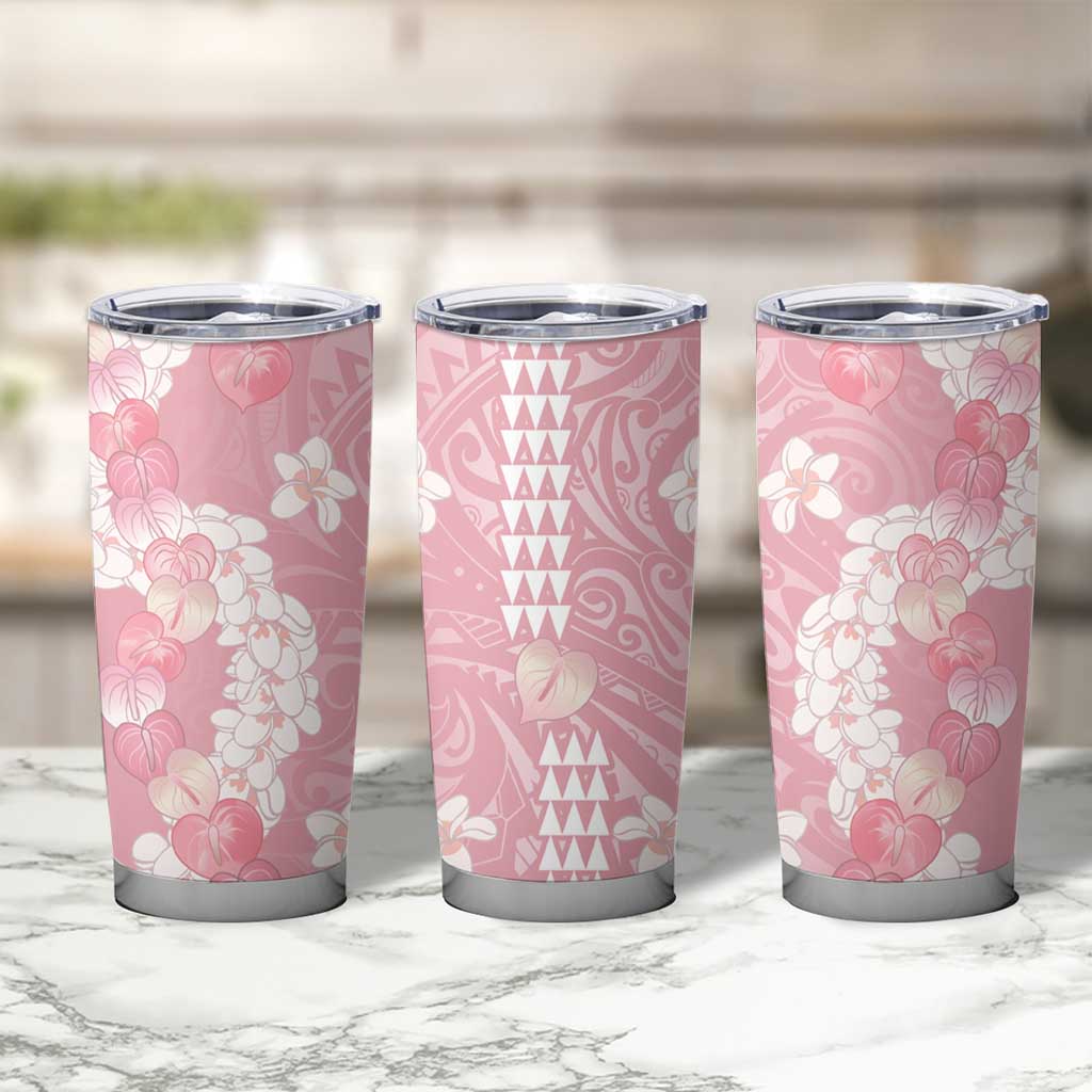 Soft Pink Hawaii Anthurium Plumeria Lei Tumbler Cup