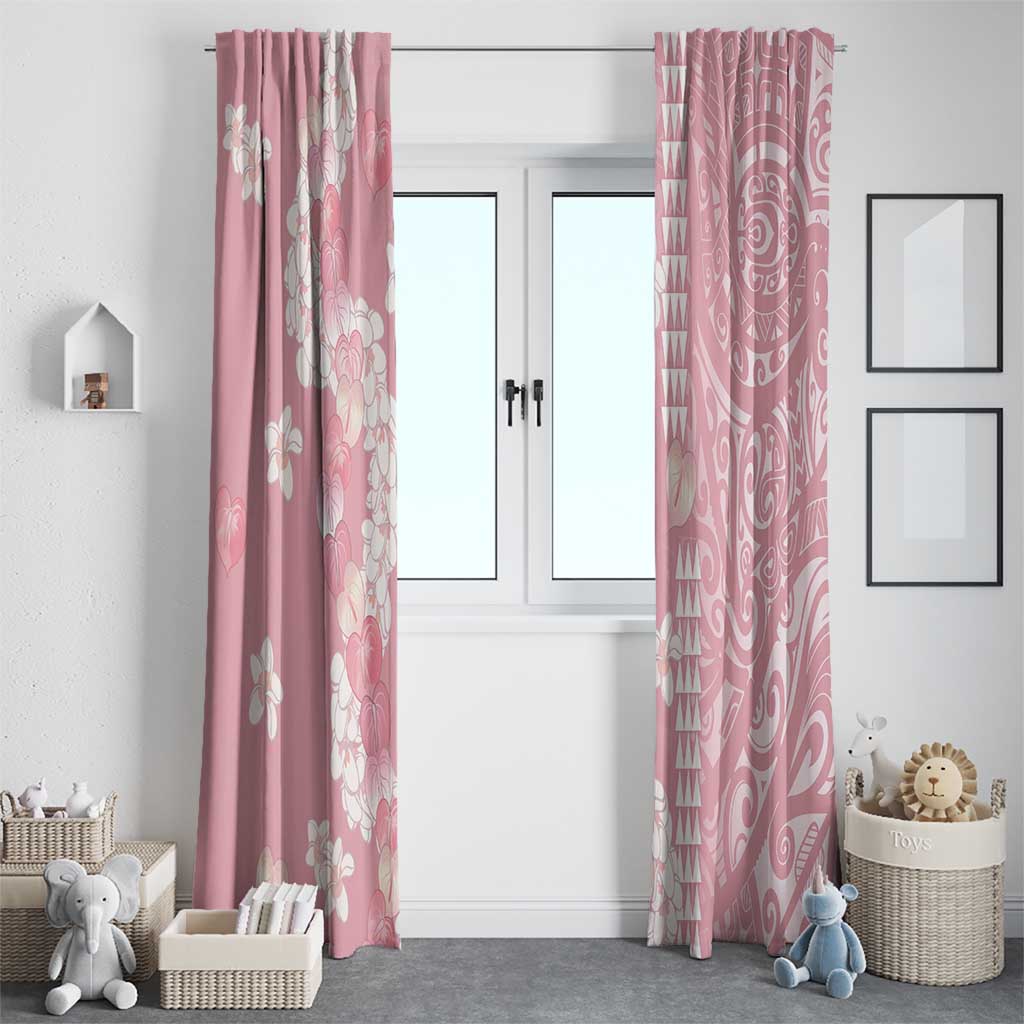 Soft Pink Hawaii Anthurium Plumeria Lei Window Curtain