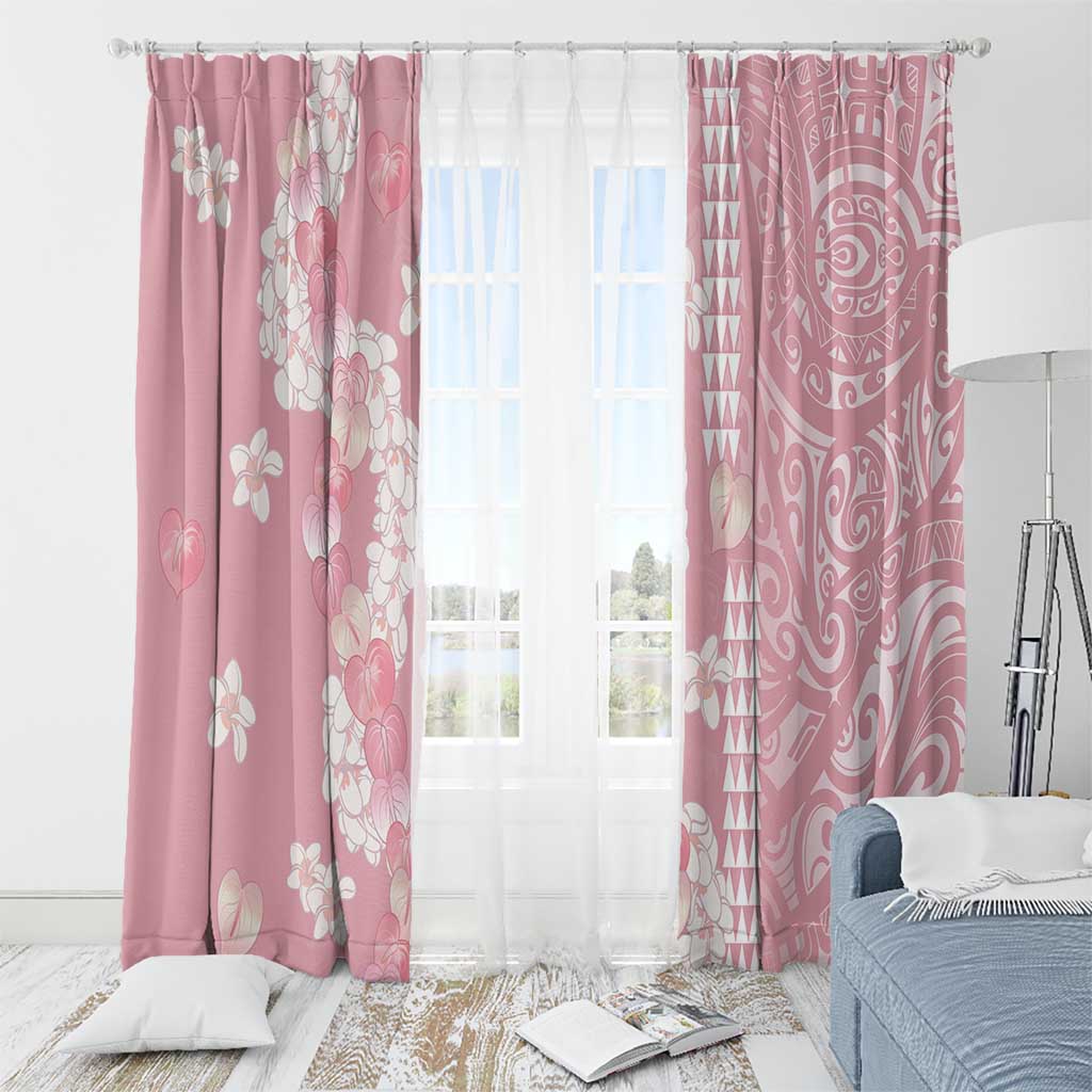 Soft Pink Hawaii Anthurium Plumeria Lei Window Curtain