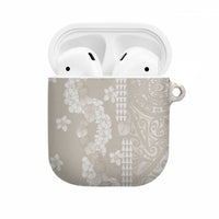 Suede Beige Hawaii Anthurium Plumeria Lei AirPods Case