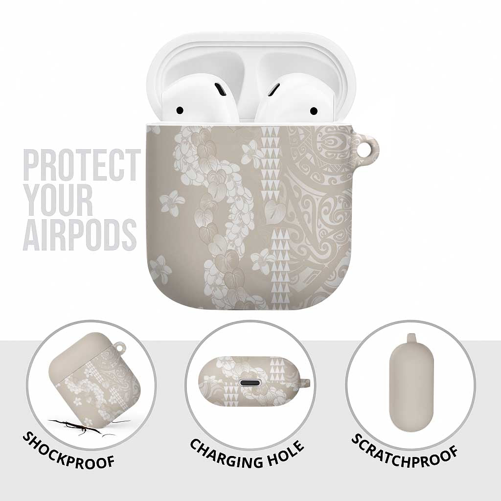 Suede Beige Hawaii Anthurium Plumeria Lei AirPods Case