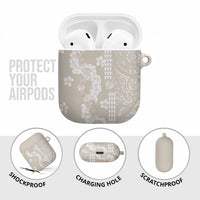 Suede Beige Hawaii Anthurium Plumeria Lei AirPods Case