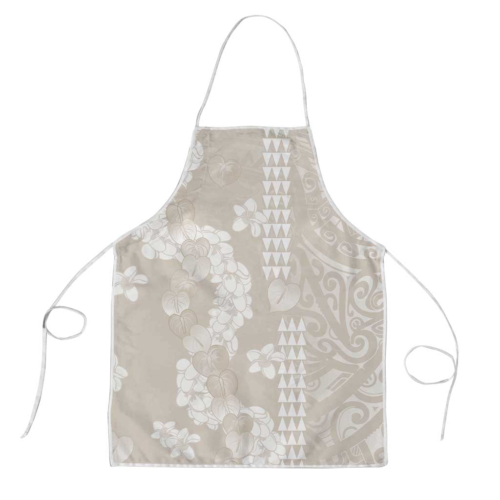 Suede Beige Hawaii Anthurium Plumeria Lei Apron