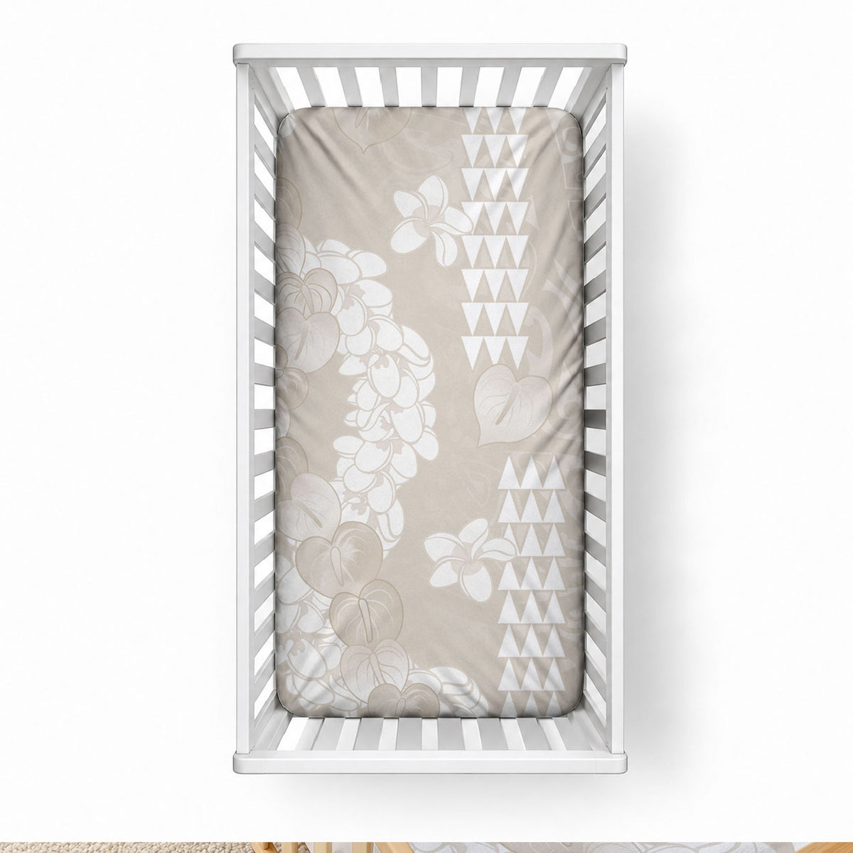 Suede Beige Hawaii Anthurium Plumeria Lei Baby Bed Cover LT9 28 × 52 in Blue - Polynesian Pride