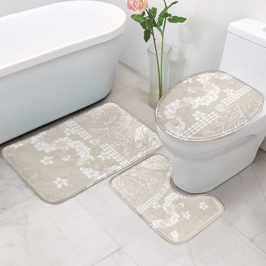 Suede Beige Hawaii Anthurium Plumeria Lei Bathroom Set