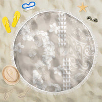 Suede Beige Hawaii Anthurium Plumeria Lei Beach Blanket