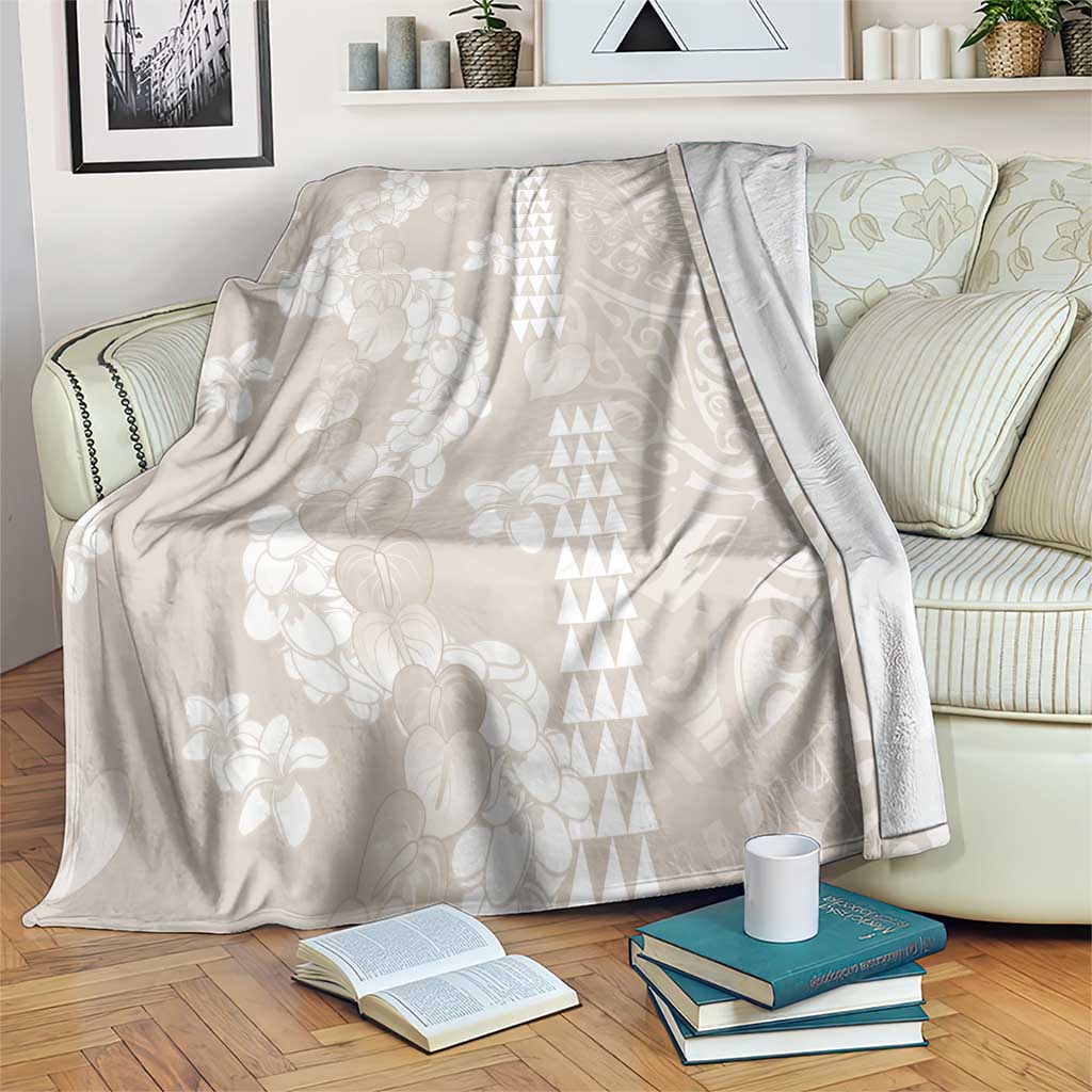 Suede Beige Hawaii Anthurium Plumeria Lei Blanket