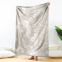 Suede Beige Hawaii Anthurium Plumeria Lei Blanket
