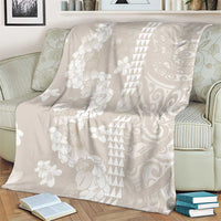 Suede Beige Hawaii Anthurium Plumeria Lei Blanket